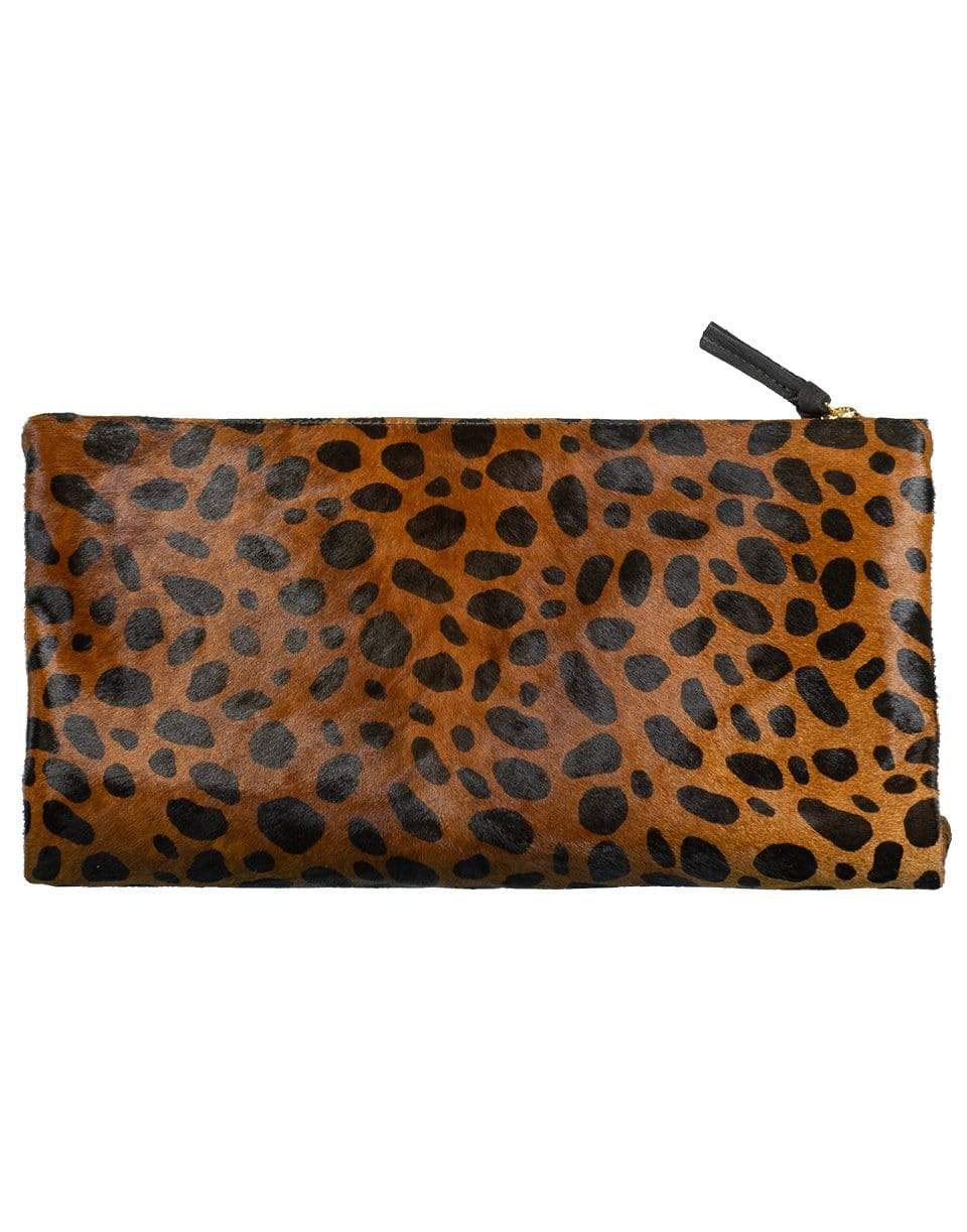 CLARE V-Leopard Hair Foldover Clutch-LEOPARD