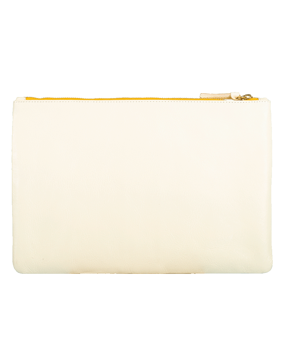 CLARE V-Striped Flat Clutch-WHITE