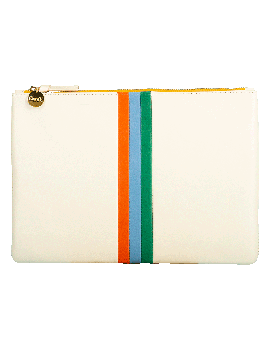 CLARE V-Striped Flat Clutch-WHITE