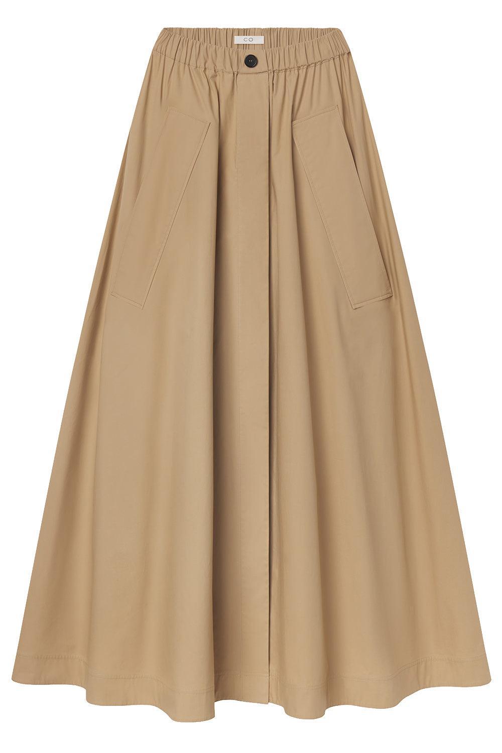 Parachute Maxi Skirt-BROWN-XS-CLOTHINGSKIRTMIDI-CO COLLECTION