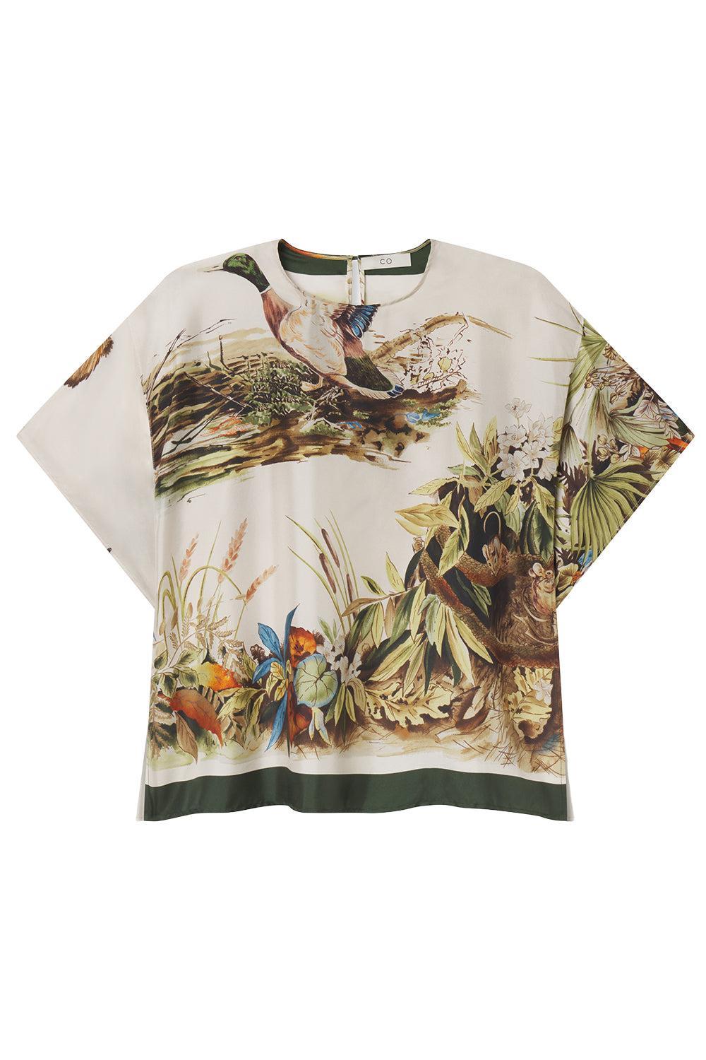 Woodland Print Short Sleeve Top-NOVELTY-XS-CLOTHINGTOPBLOUSE-CO COLLECTION