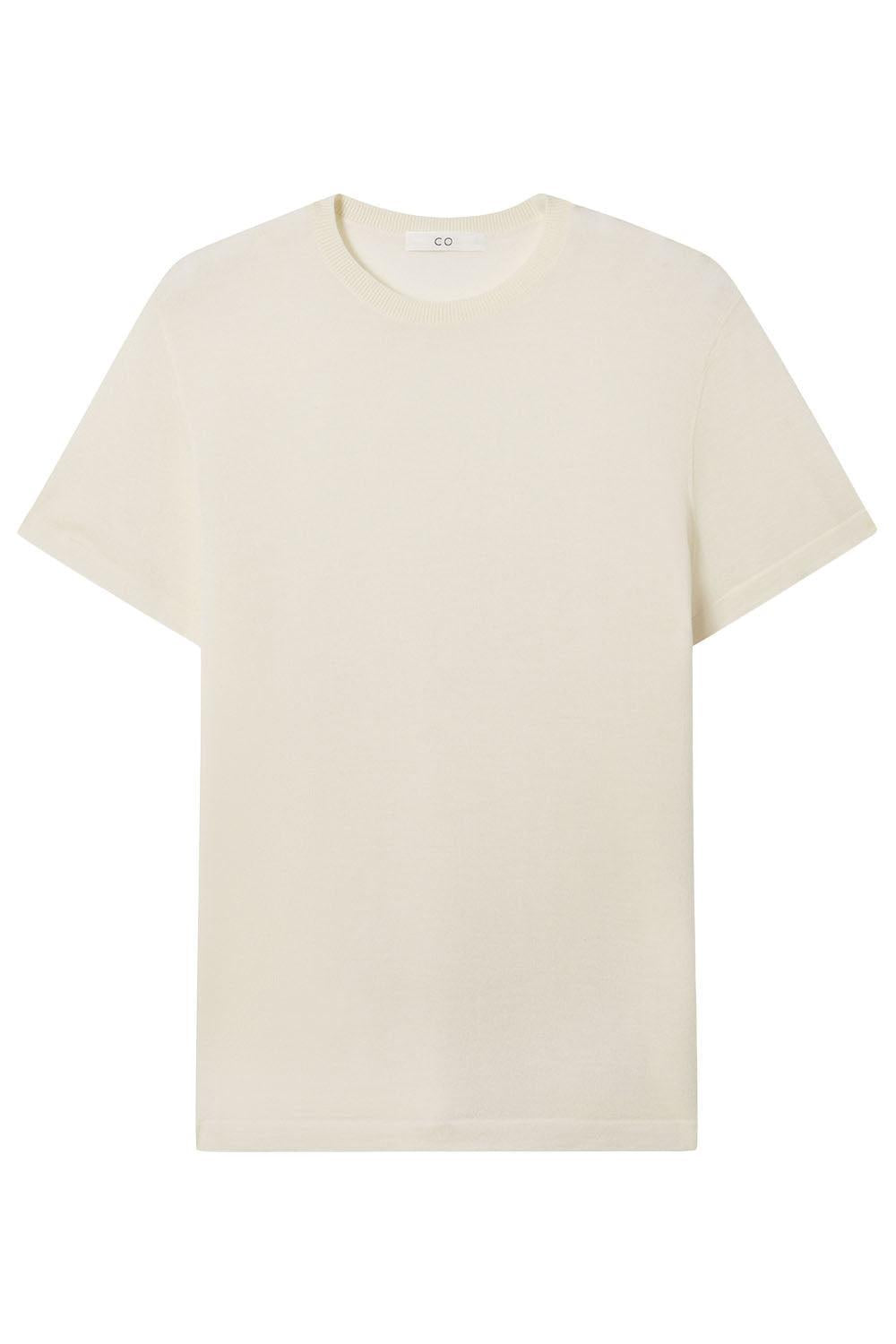  Crewneck Short Sleeve T-Shirt-CREAM-XS-CLOTHINGTOPT-SHIRT-CO COLLECTION 