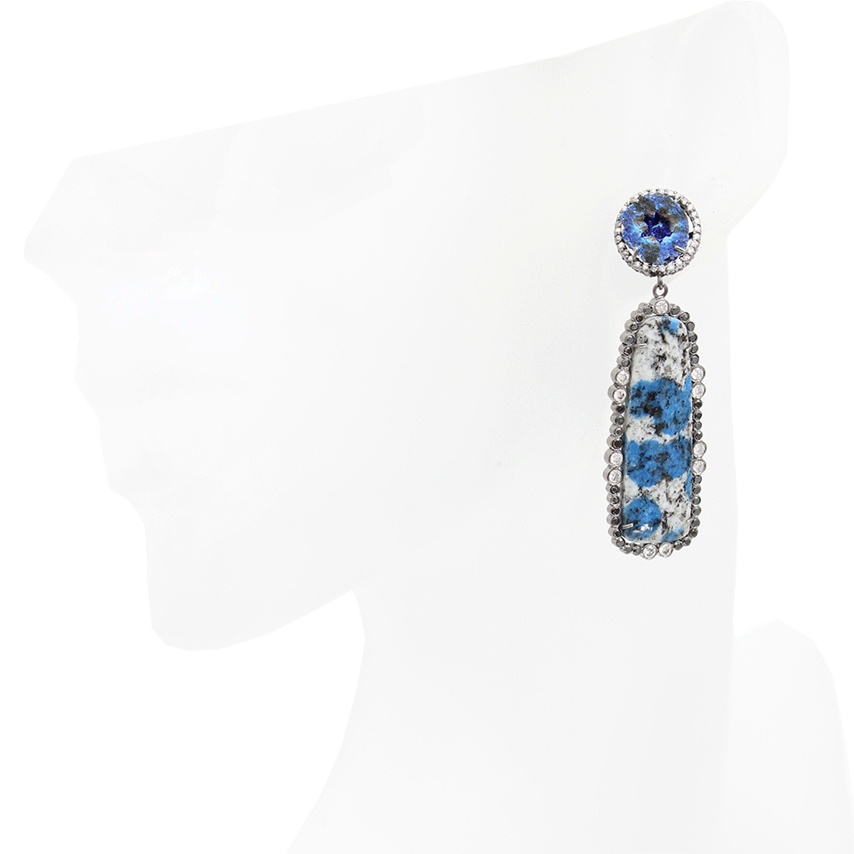COLETTE JEWELRY-Azurite, Black And White Diamond Earrings-WHITE GOLD