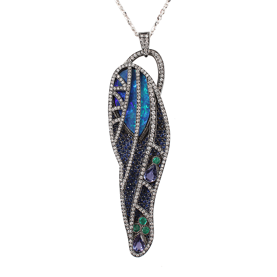 COLETTE JEWELRY-Opal and Diamond Pendant Necklace-BLK GOLD