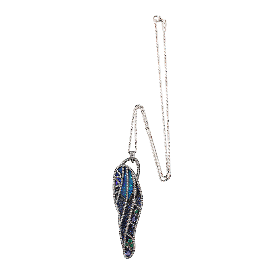 COLETTE JEWELRY-Opal and Diamond Pendant Necklace-BLK GOLD