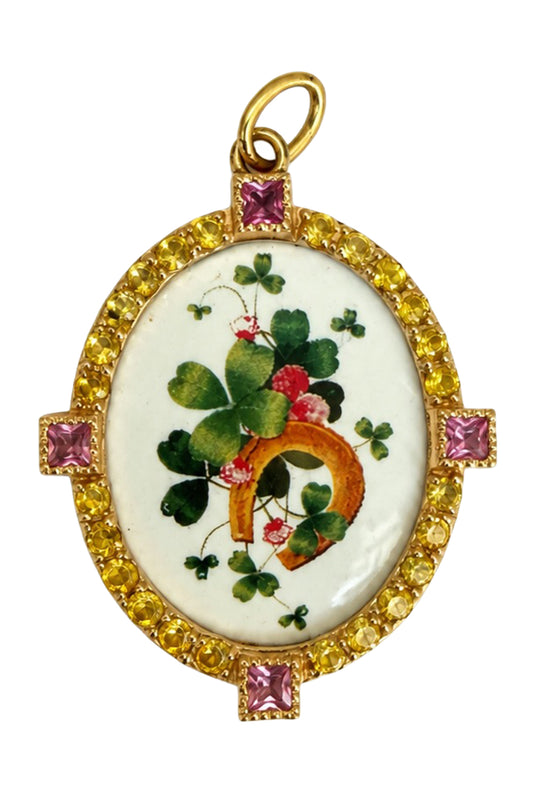 Sapphire Opal Full Protection Charm-YELLOW GOLD-JEWELRYFINE JEWELPENDANT-COLETTE JEWELRY