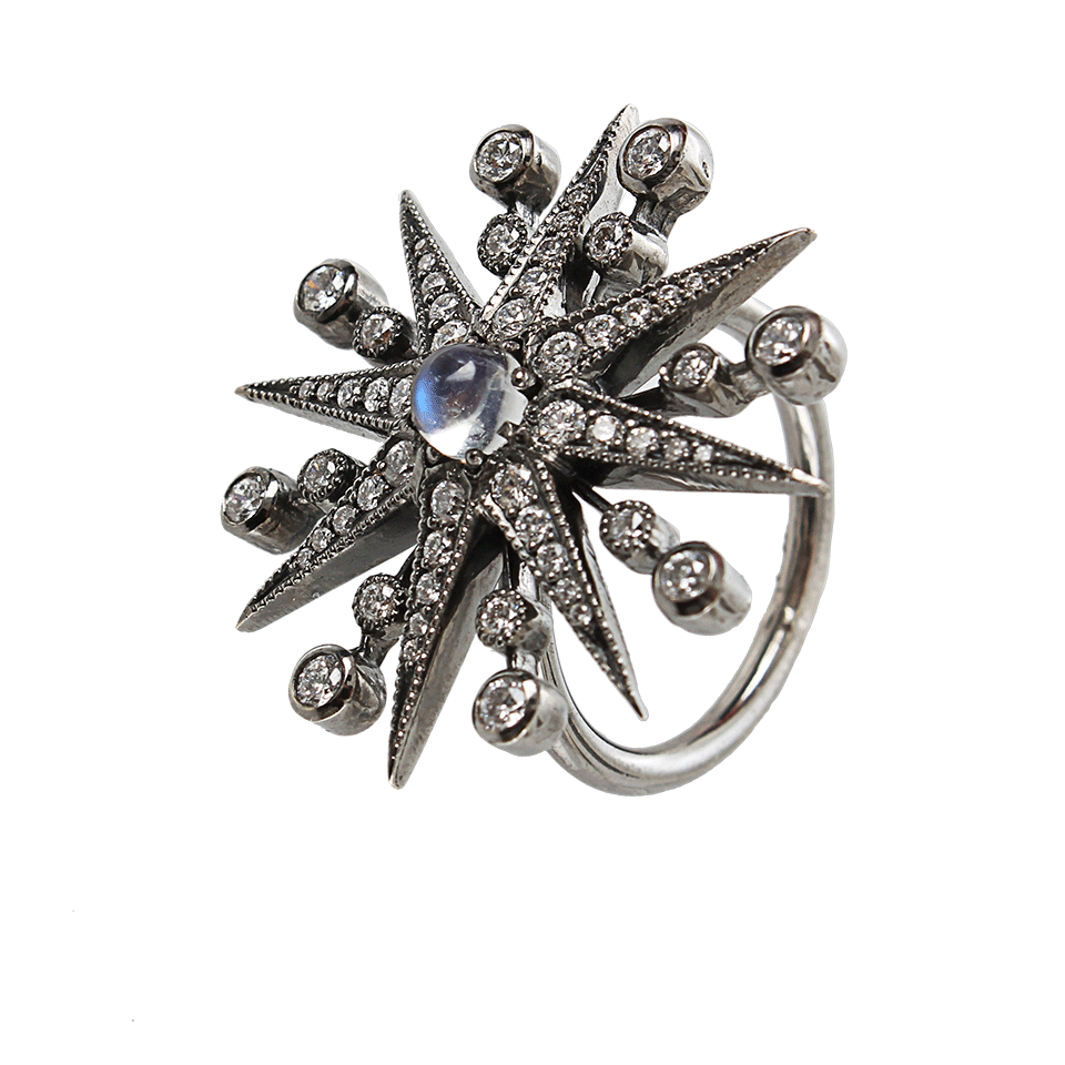 COLETTE JEWELRY-Diamond and Moonstone Starburst Ring-BLACK GOLD