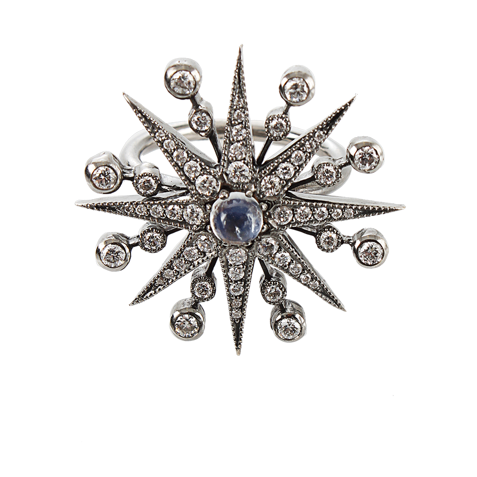 COLETTE JEWELRY-Diamond and Moonstone Starburst Ring-BLACK GOLD