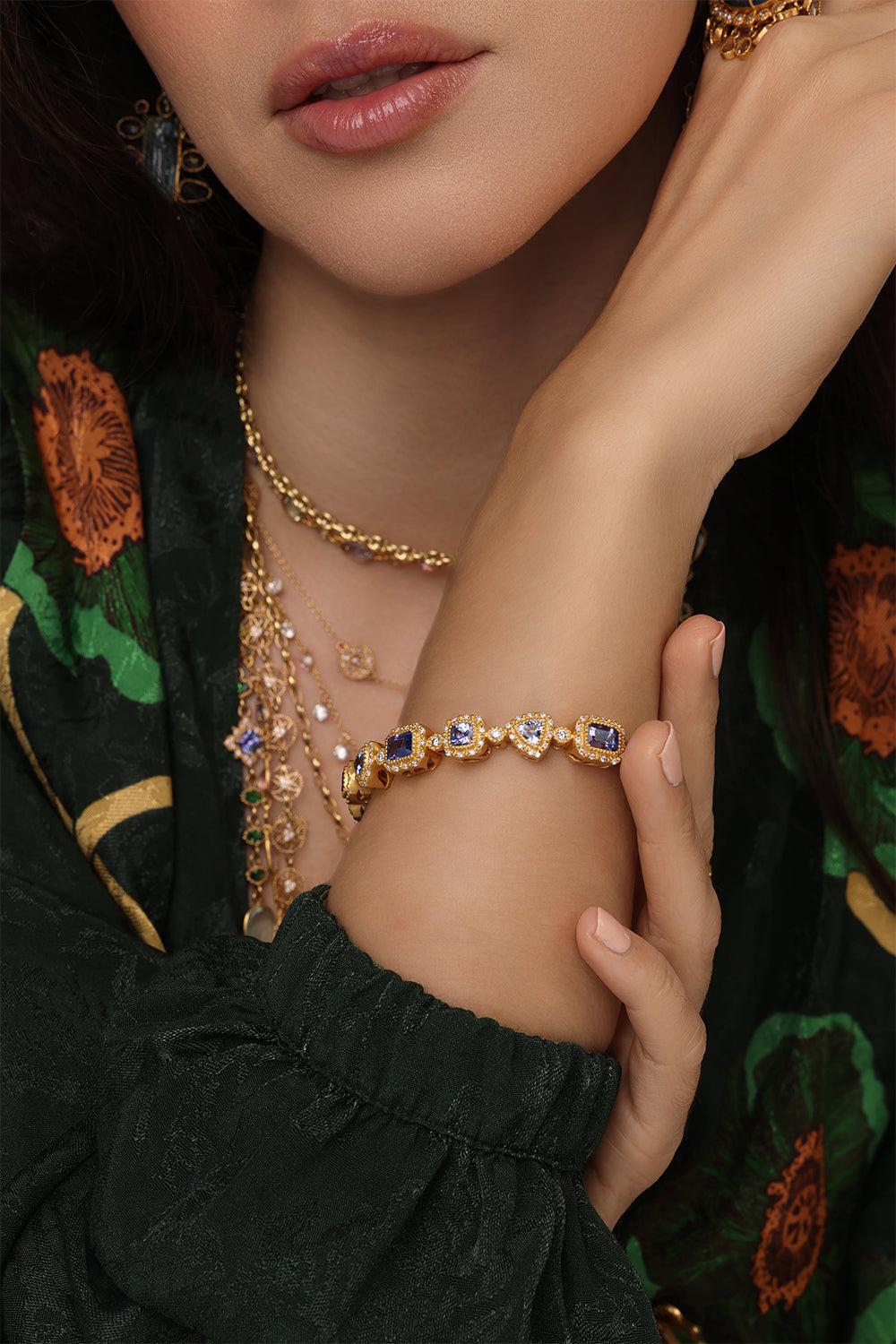 Tanzanite Diamond Bracelet-YELLOW GOLD-JEWELRYFINE JEWELBRACELET O-COOMI