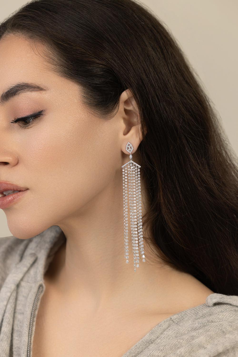 Waterfall Diamond Earrings-WHITE GOLD-JEWELRYFINE JEWELEARRING-COOMI