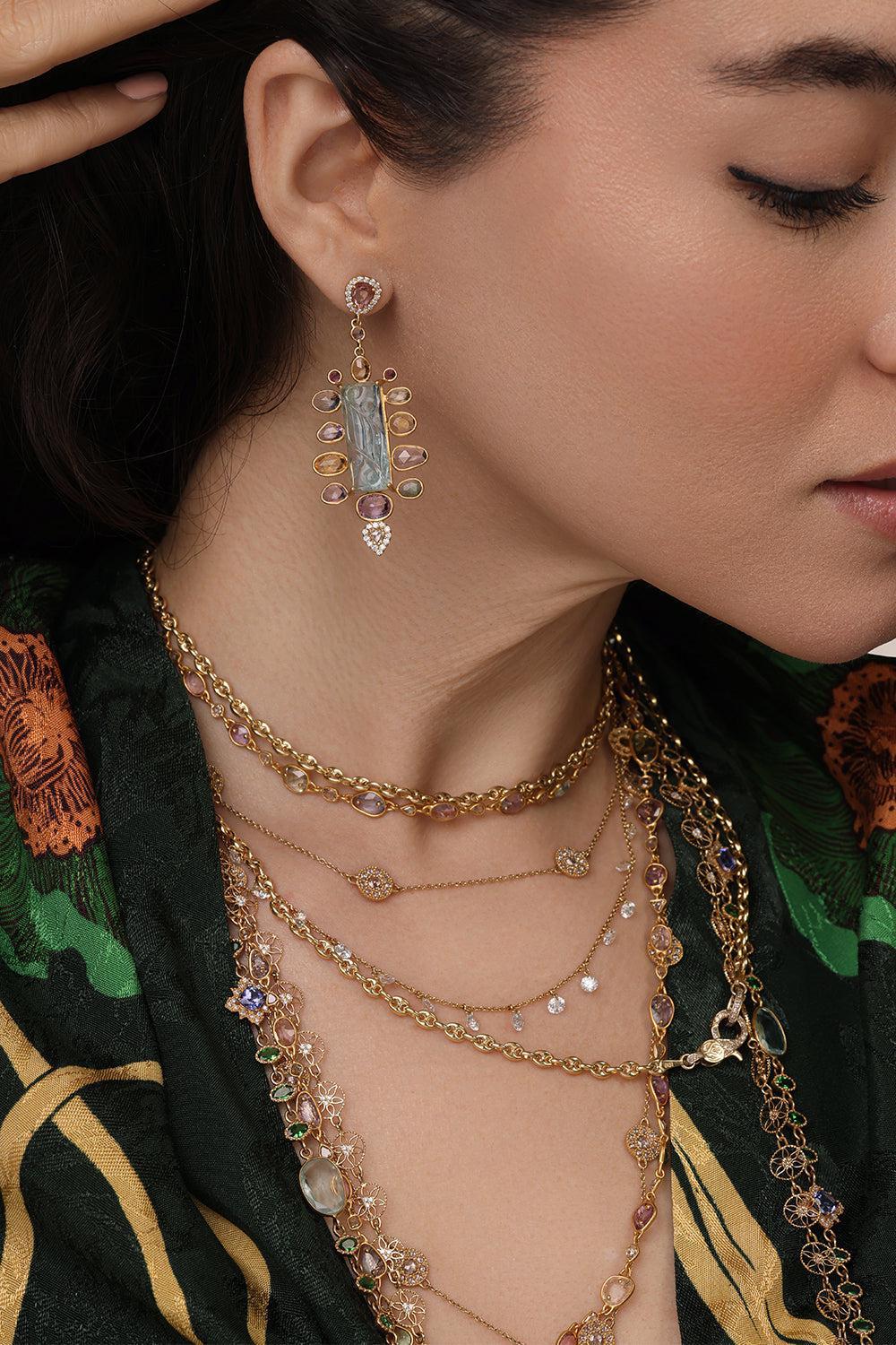 Aquamarine Diamond Affinity Earrings-YELLOW GOLD-JEWELRYFINE JEWELEARRING-COOMI