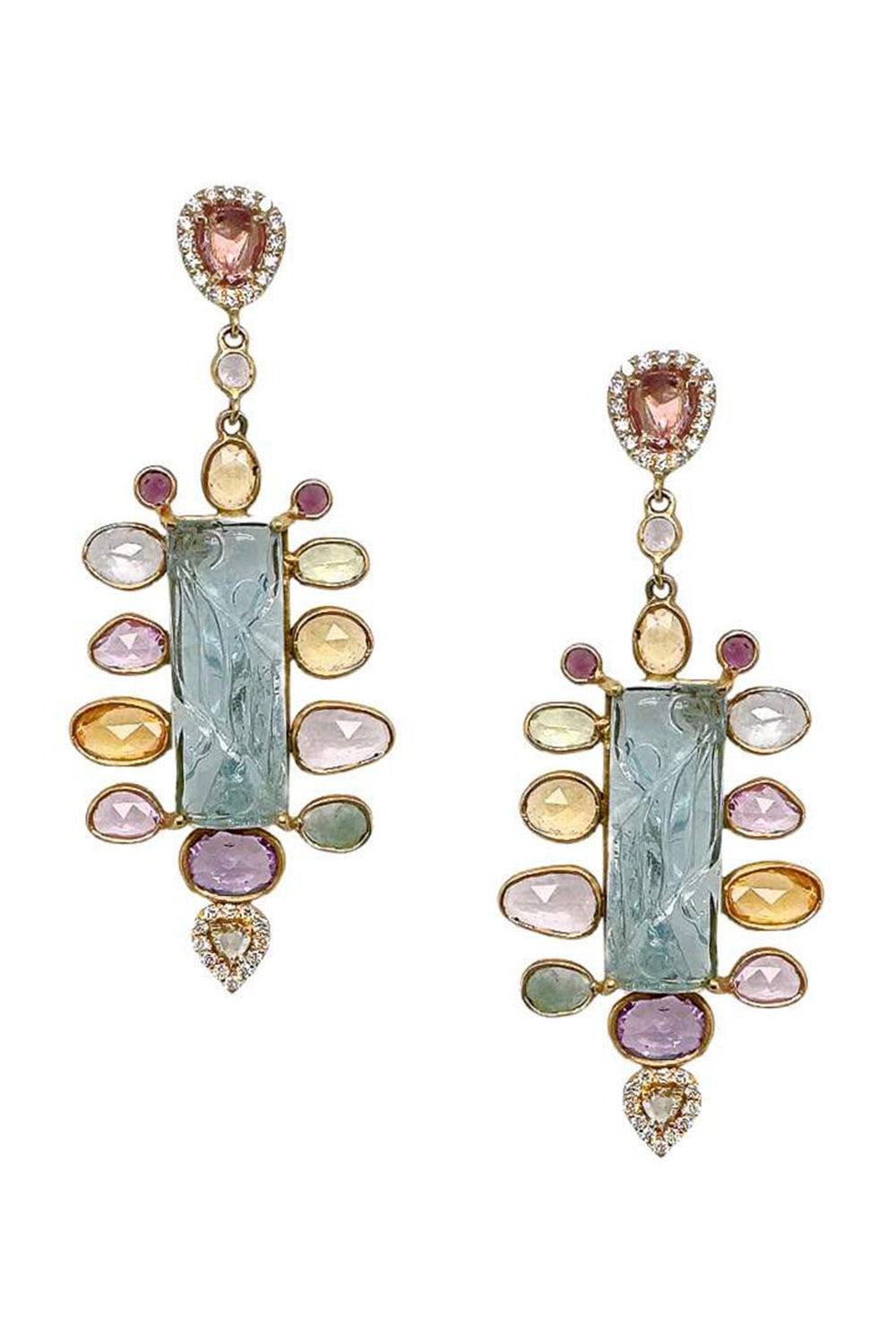 COOMI-Aquamarine Diamond Affinity Earrings-YELLOW GOLD