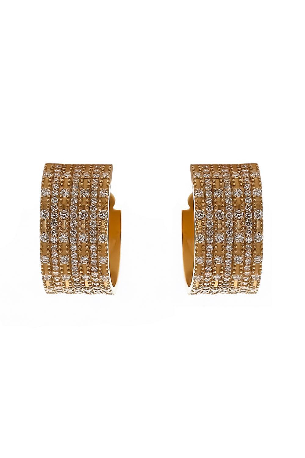 Diamond Wide Huggie Earring-YELLOW GOLD-JEWELRYFINE JEWELEARRING-COOMI