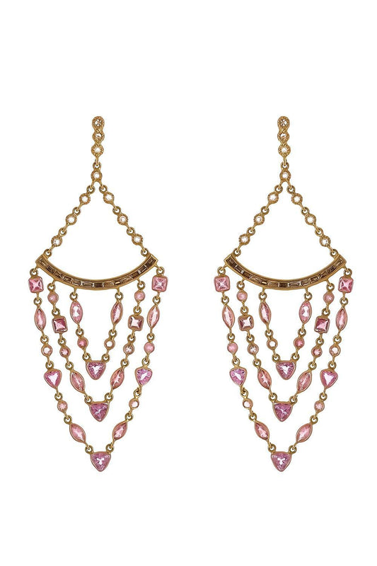 Pink Sapphire Affinity Chain Earrings