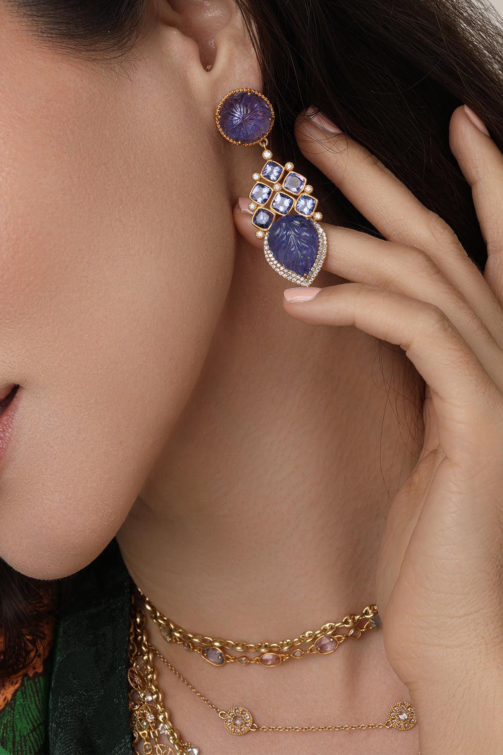 Tanzanite Affinity Earrings-YELLOW GOLD-JEWELRYFINE JEWELEARRING-COOMI