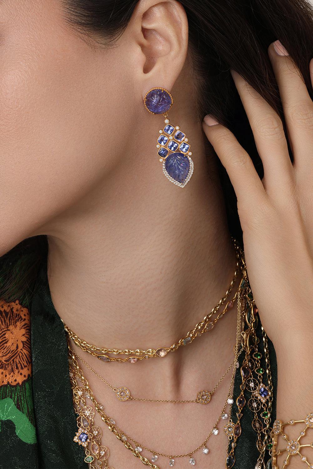 Tanzanite Affinity Earrings-YELLOW GOLD-JEWELRYFINE JEWELEARRING-COOMI