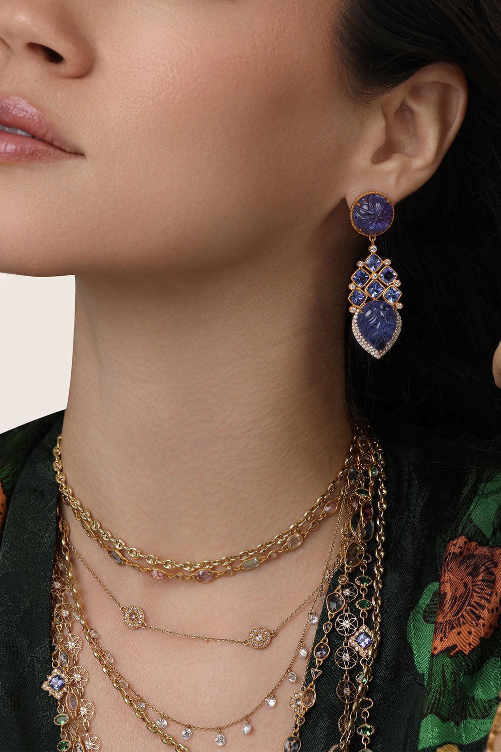 Tanzanite Affinity Earrings-YELLOW GOLD-JEWELRYFINE JEWELEARRING-COOMI