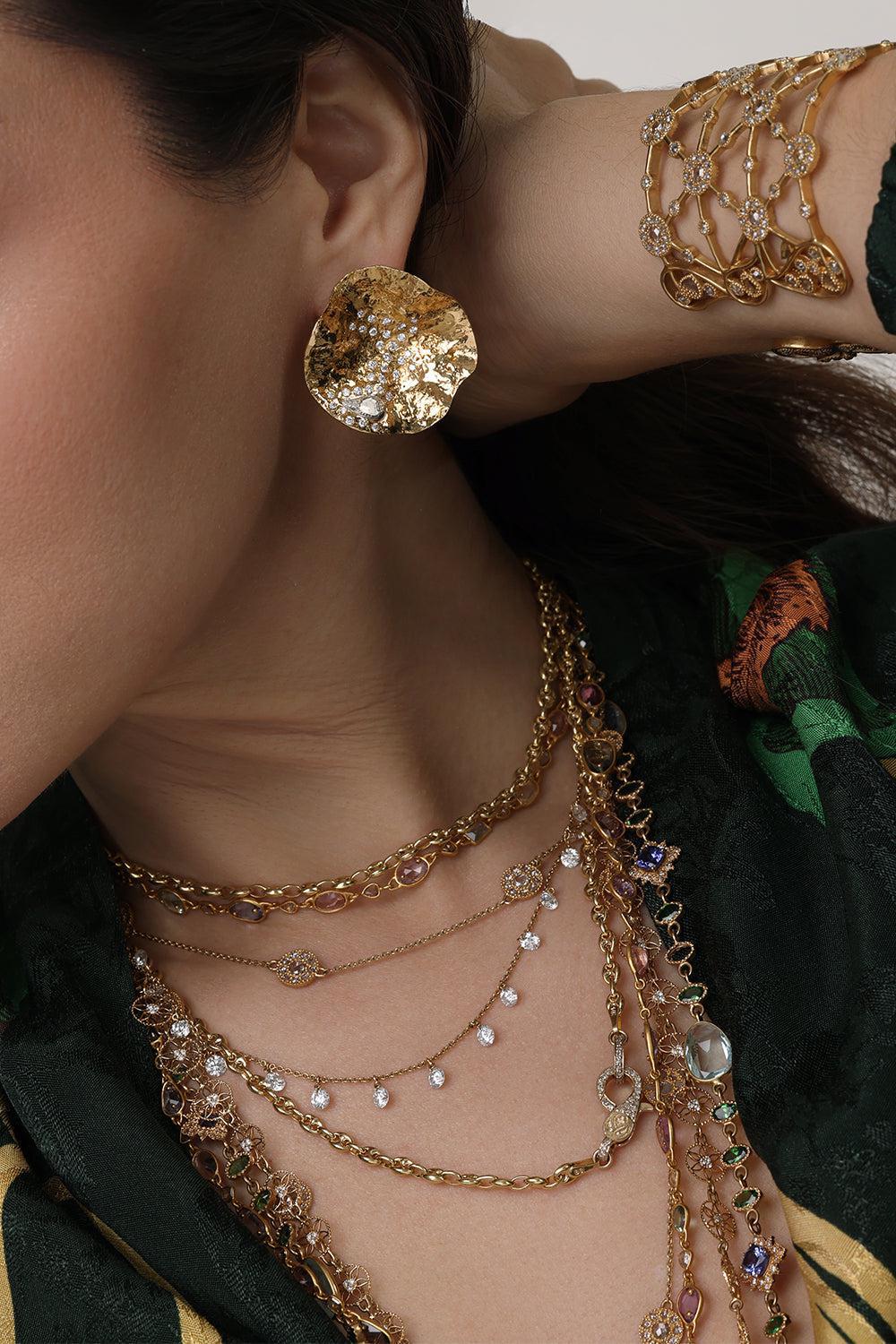 Wild Flower Serenity Earrings-YELLOW GOLD-JEWELRYFINE JEWELEARRING-COOMI