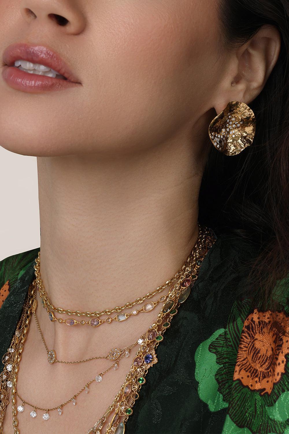 Wild Flower Serenity Earrings-YELLOW GOLD-JEWELRYFINE JEWELEARRING-COOMI