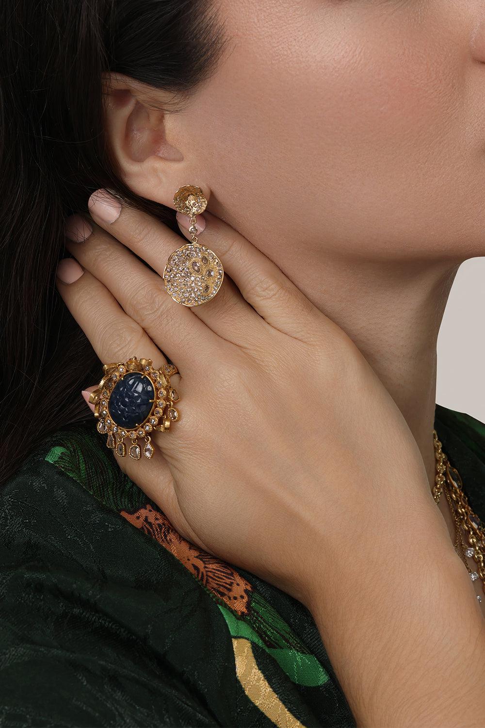 Wild Rose Serenity Double Drop Earrings-YELLOW GOLD-JEWELRYFINE JEWELEARRING-COOMI