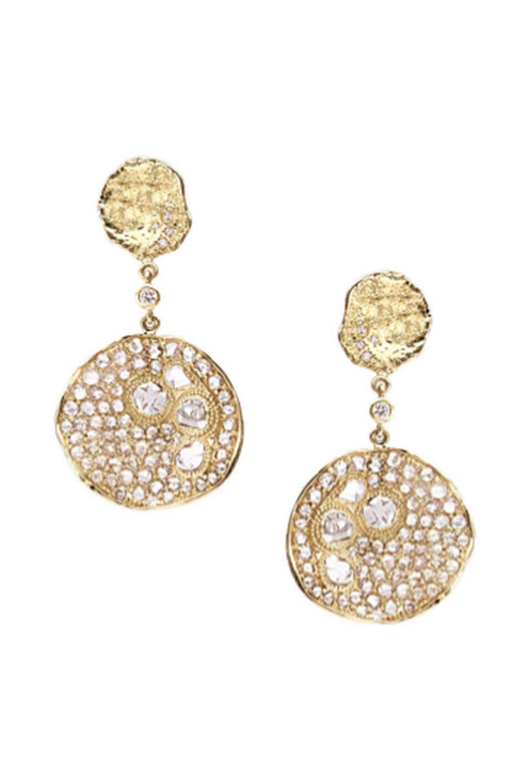 Wild Rose Serenity Double Drop Earrings-YELLOW GOLD-JEWELRYFINE JEWELEARRING-COOMI