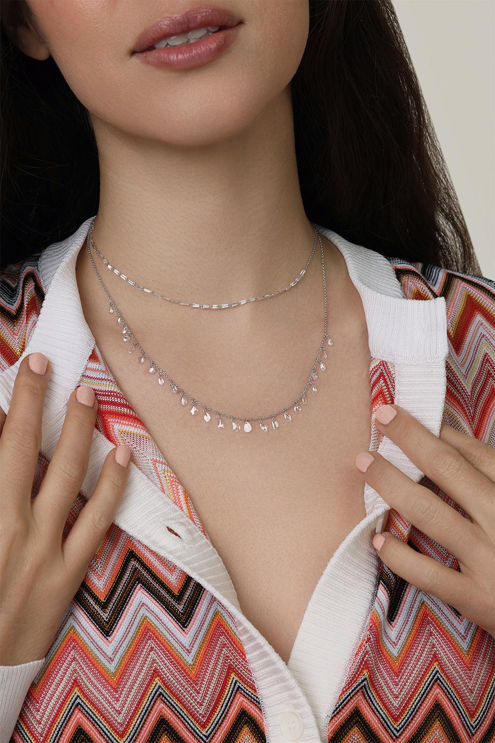 Mixed Shape Diamond Trinity Necklace-WHITE GOLD-JEWELRYFINE JEWELNECKLACE O-COOMI