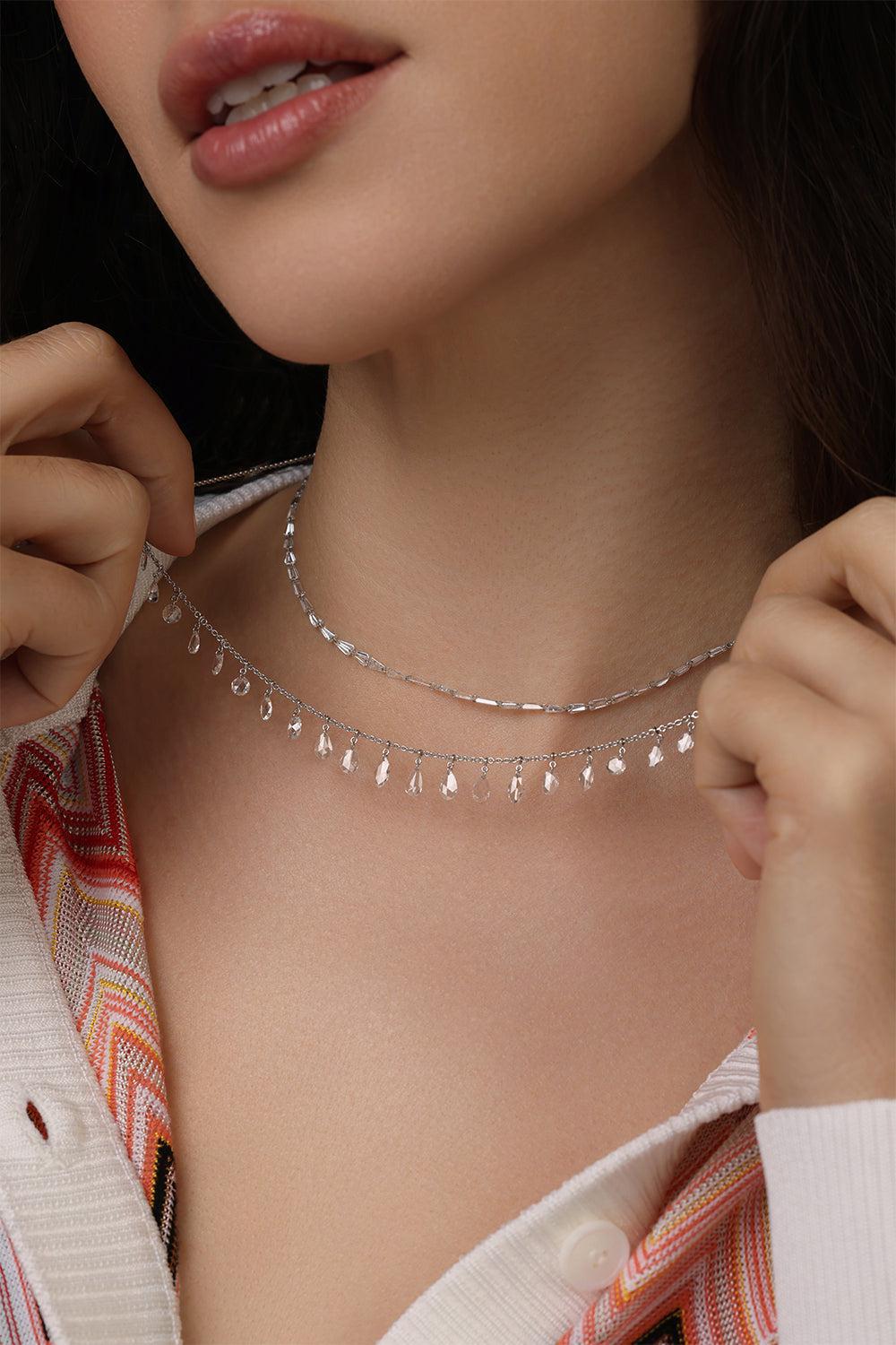 Trapezoid Diamond Trinity Necklace-WHITE GOLD-JEWELRYFINE JEWELNECKLACE O-COOMI