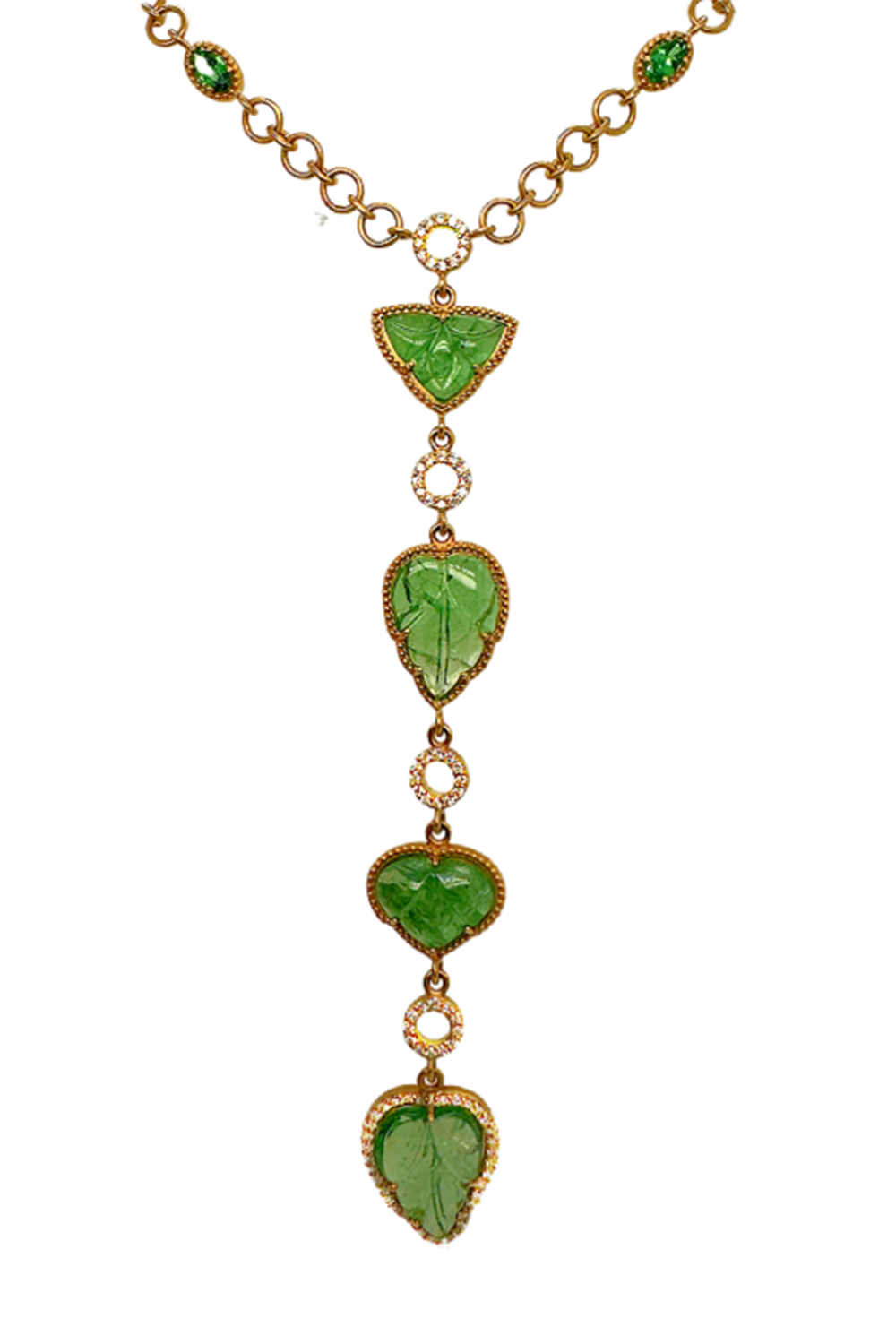 Tsavorite Y Carved Necklace-YELLOW GOLD-16-JEWELRYFINE JEWELNECKLACE O-COOMI