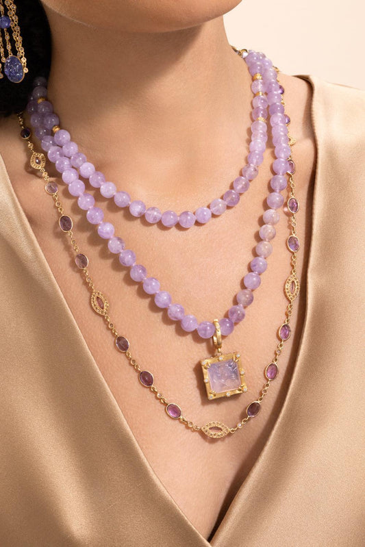 Amethyst Pink Tourmaline Affinity Necklace-YELLOW GOLD-26-JEWELRYFINE JEWELNECKLACE O-COOMI