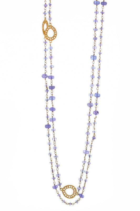 Tanzanite Diamond Affinity Necklace-YELLOW GOLD-37-JEWELRYFINE JEWELNECKLACE O-COOMI