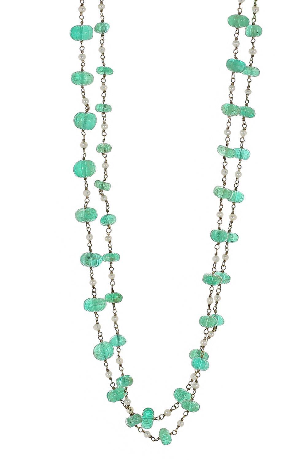 Emerald Beaded Necklace-YELLOW GOLD-JEWELRYFINE JEWELNECKLACE O-COOMI