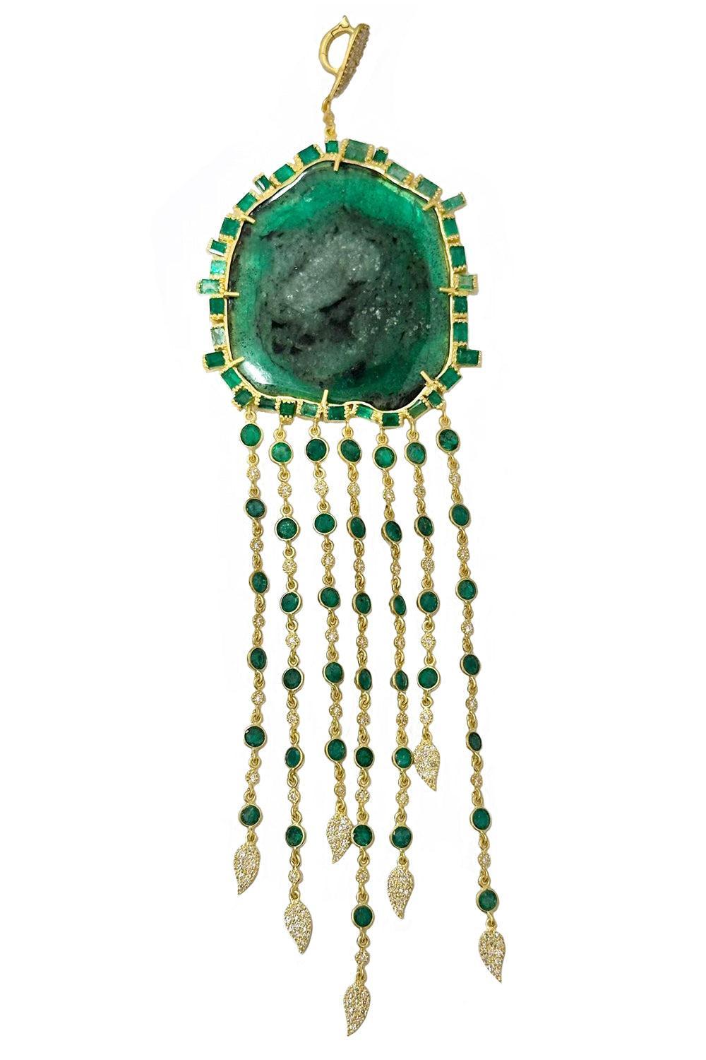 Emerald Diamond Slice Pendant-YELLOW GOLD-JEWELRYFINE JEWELPENDANT-COOMI