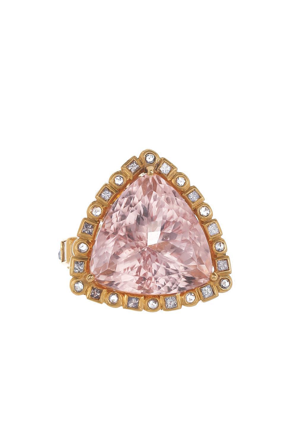 Morganite Diamond Trinity Ring-YELLOW GOLD-6-JEWELRYFINE JEWELRING-COOMI