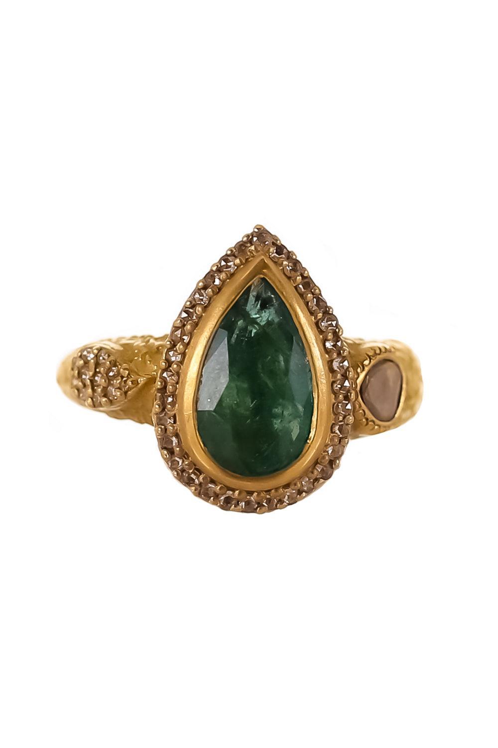 Emerald Pear Luminosity Ring-YELLOW GOLD-6.75-JEWELRYFINE JEWELRING-COOMI