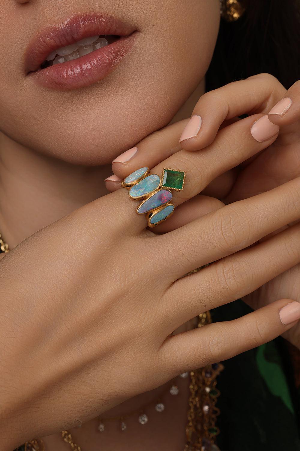 Opal Emerald Affinity Ring-YELLOW GOLD-6.75-JEWELRYFINE JEWELRING-COOMI