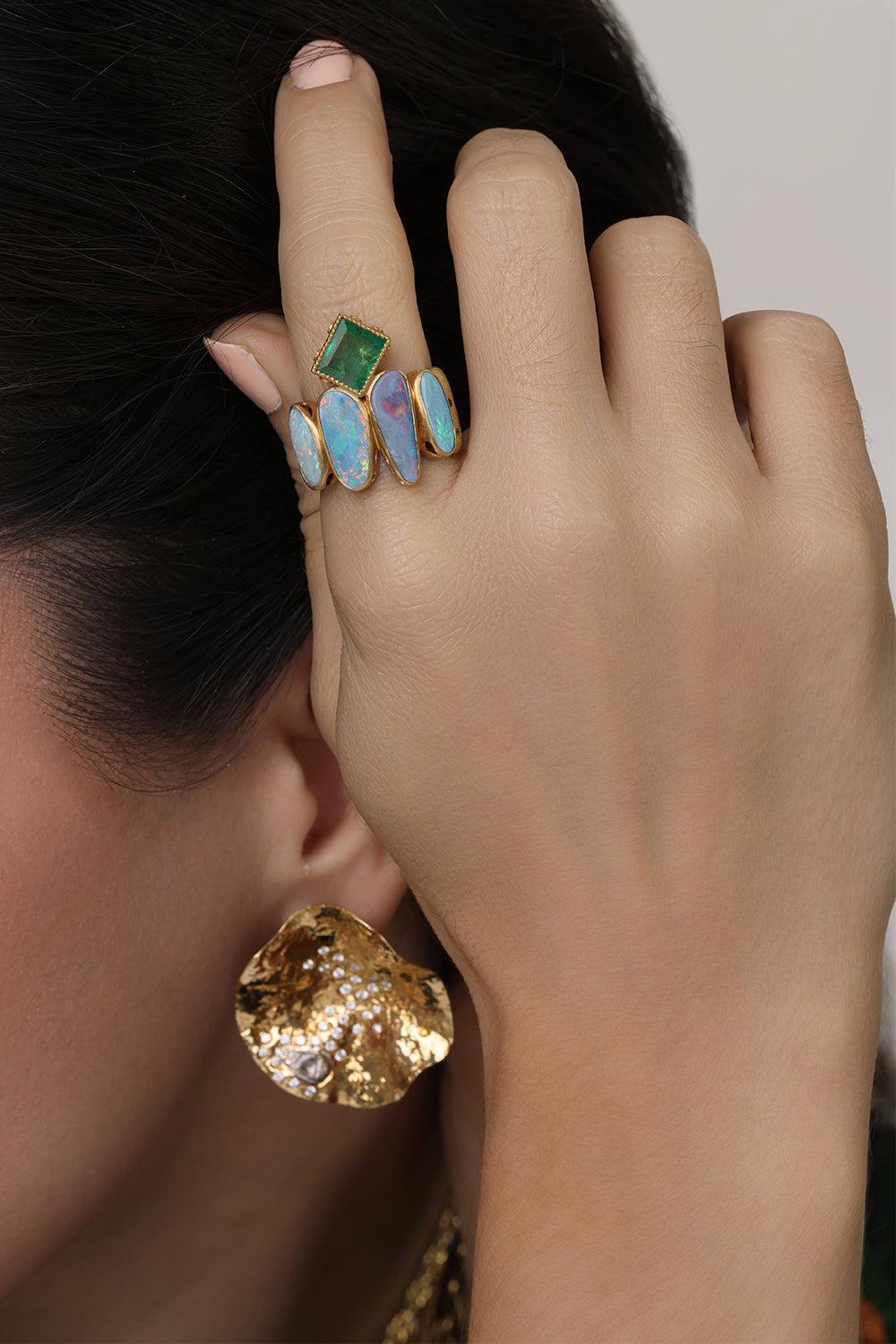 Opal Emerald Affinity Ring-YELLOW GOLD-6.75-JEWELRYFINE JEWELRING-COOMI