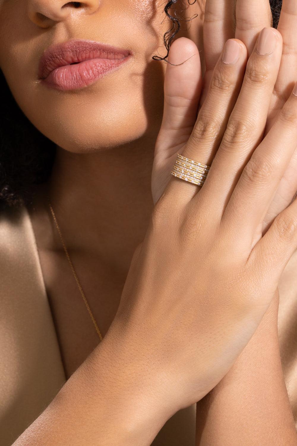 Diamond Paisley Band Ring-YELLOW GOLD-7-JEWELRYFINE JEWELRING-COOMI