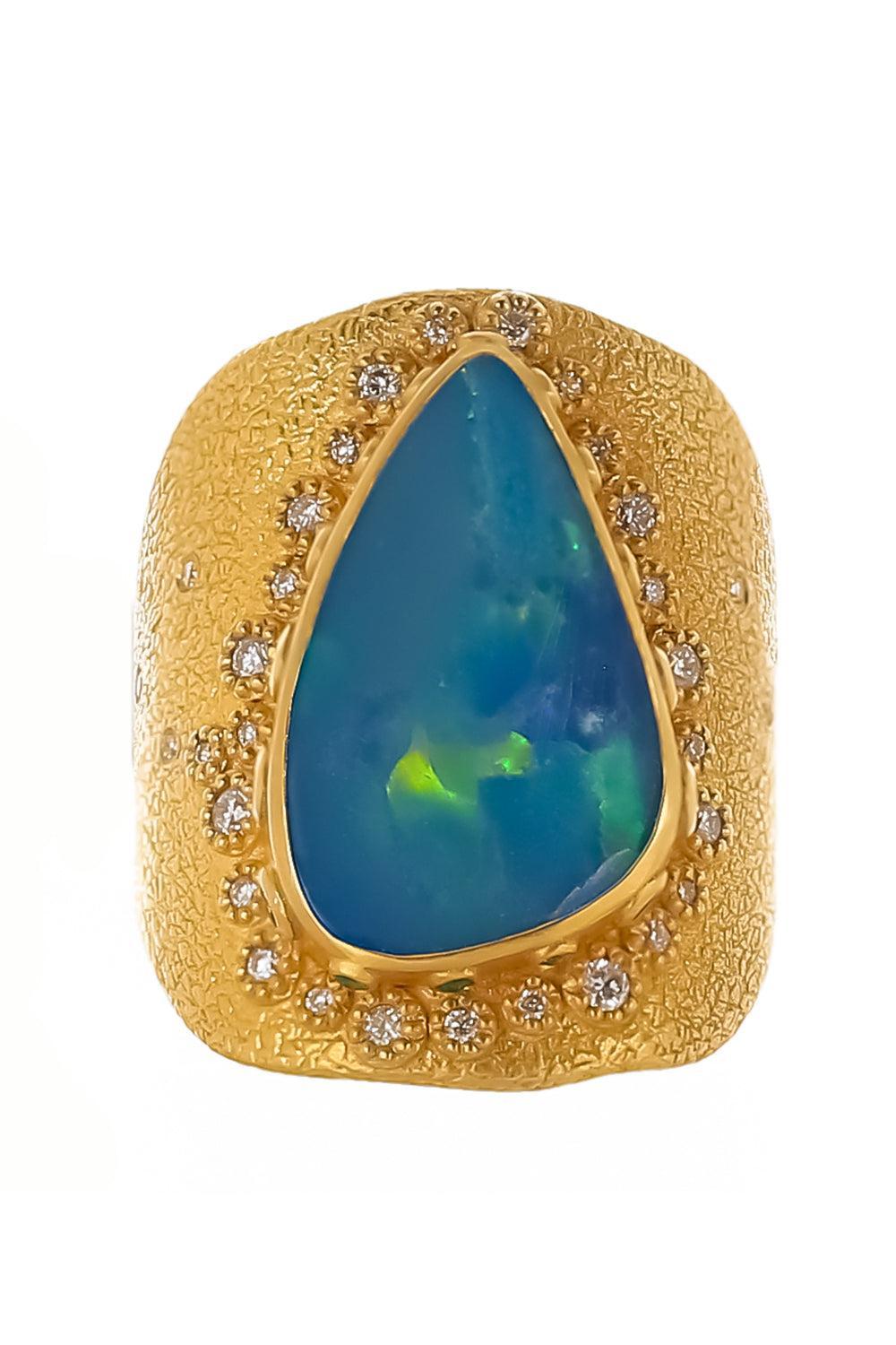 Opal Diamond Emerald Ring-YELLOW GOLD-7-JEWELRYFINE JEWELRING-COOMI