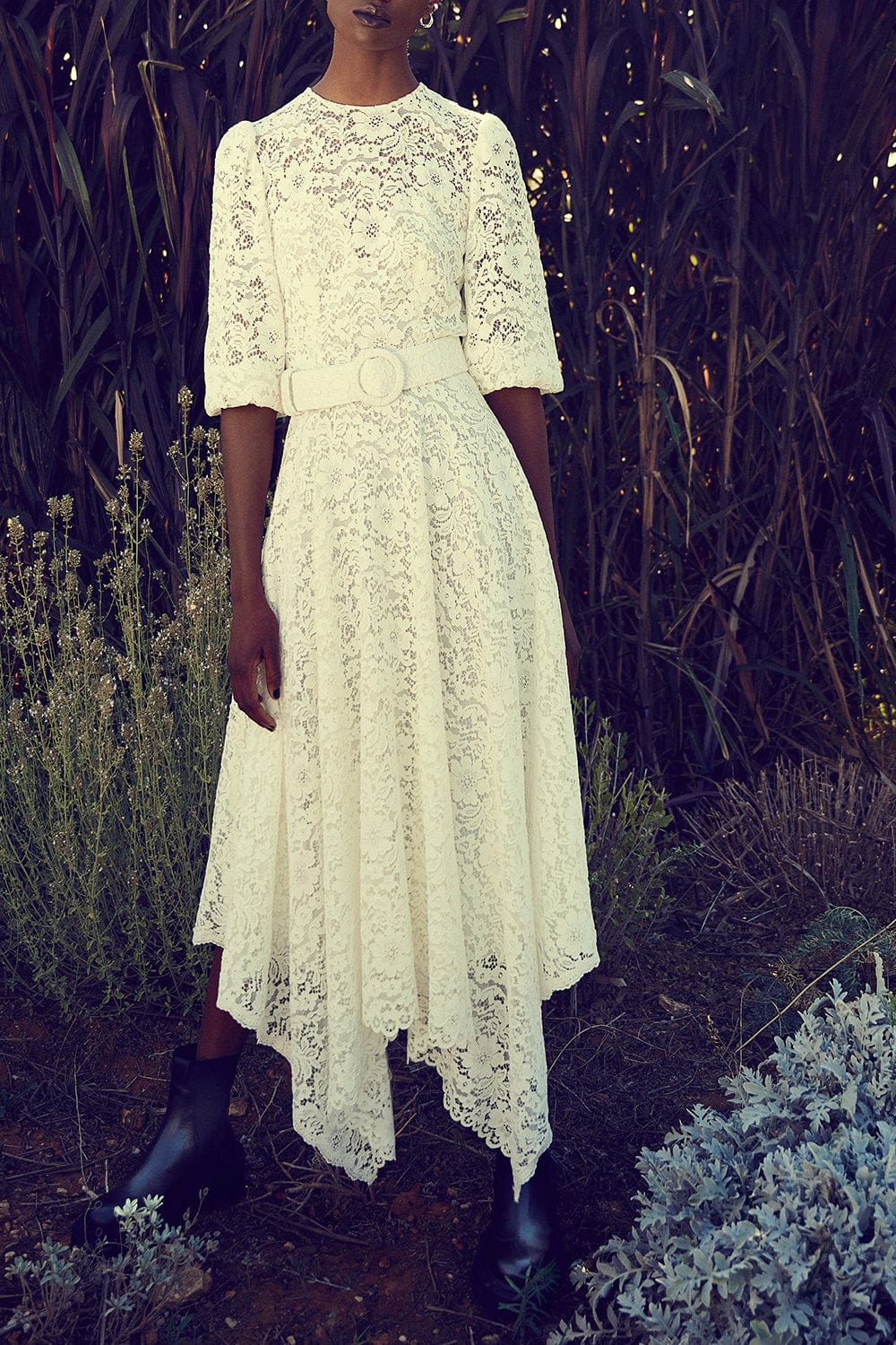 COSTARELLOS-Mina Corded Lace Dress-