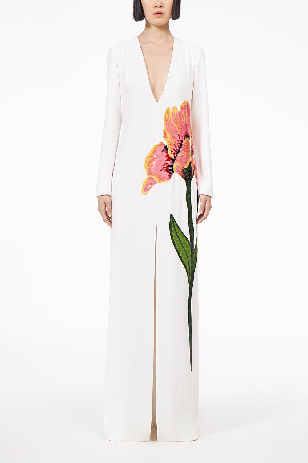 Jennis Gown-YELLOW PINK FLORAL-38-CLOTHINGDRESSGOWN-COSTARELLOS