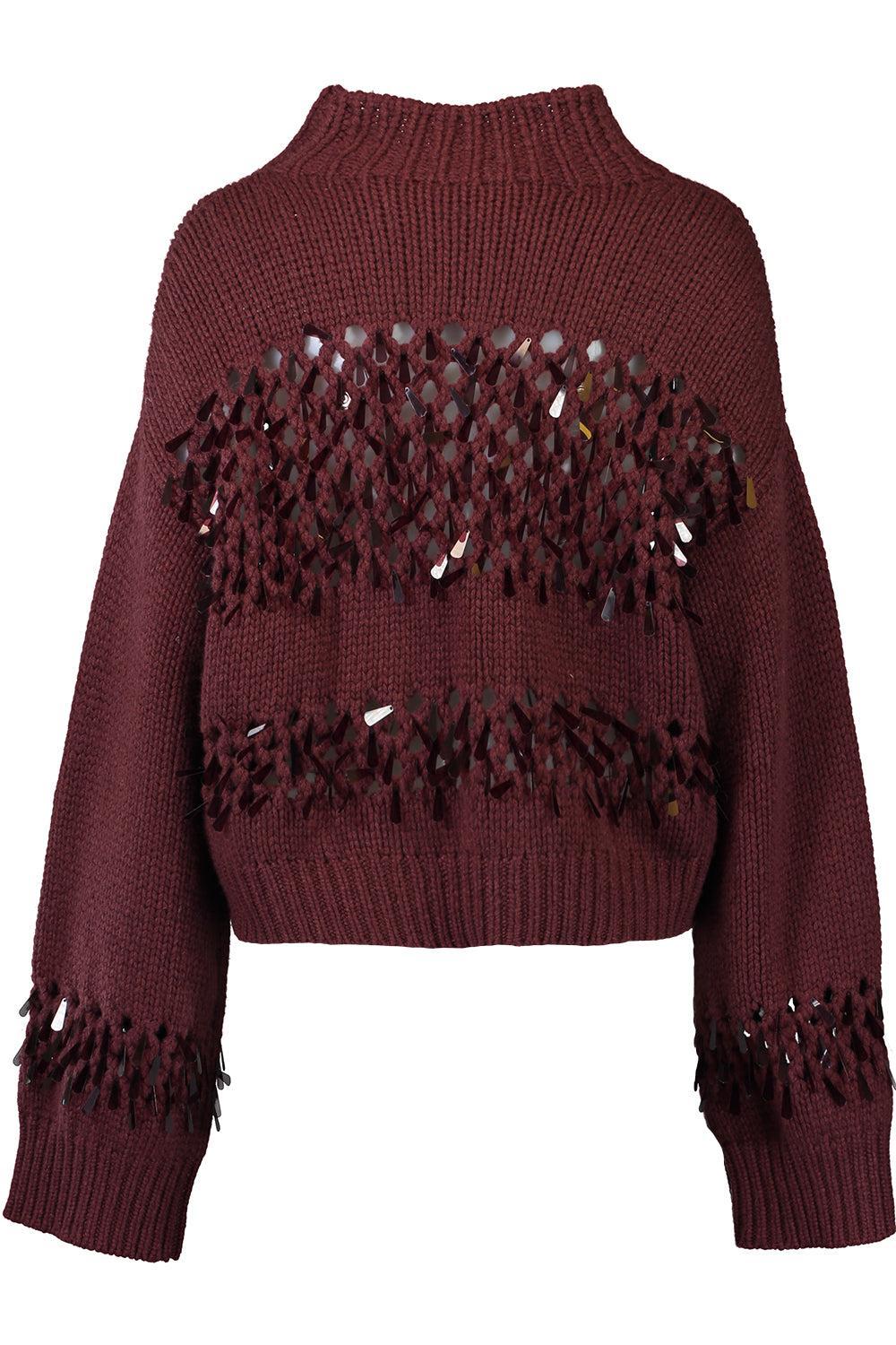 Net Stitch Embroidered Sweater-RED WINE-XS-CLOTHINGTOPSWEATER-BRUNELLO CUCINELLI