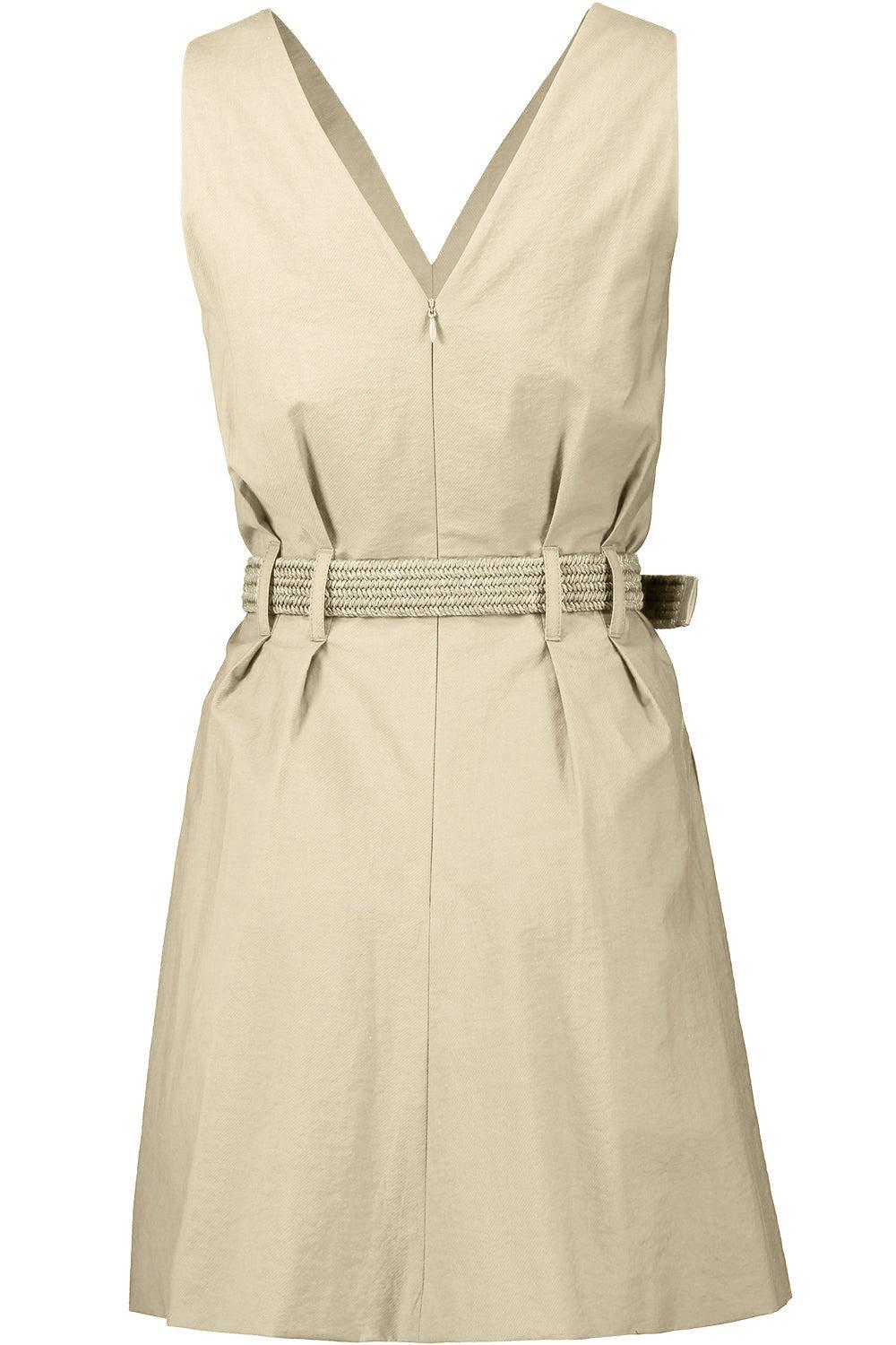 Texture Belted Mini Dress-TAN-XS-CLOTHINGDRESSCASUAL-BRUNELLO CUCINELLI