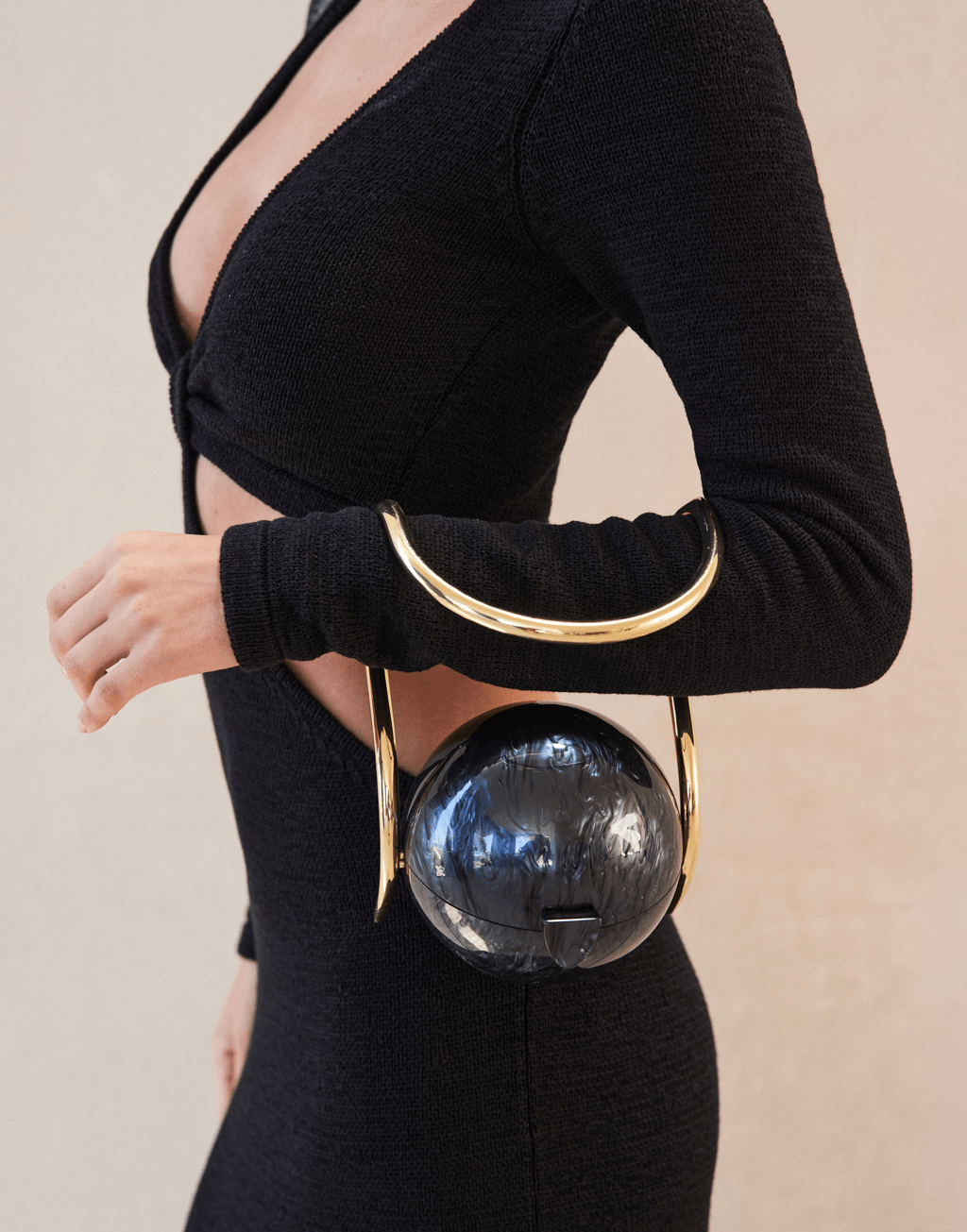 CULT GAIA-Pearl Top Handle Bag-BLACK