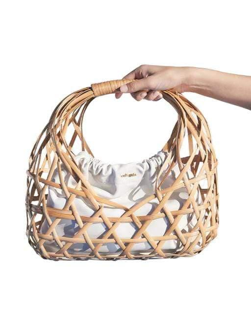 CULT GAIA-Natural Tan Aviva Top Handle Bag-NATURAL