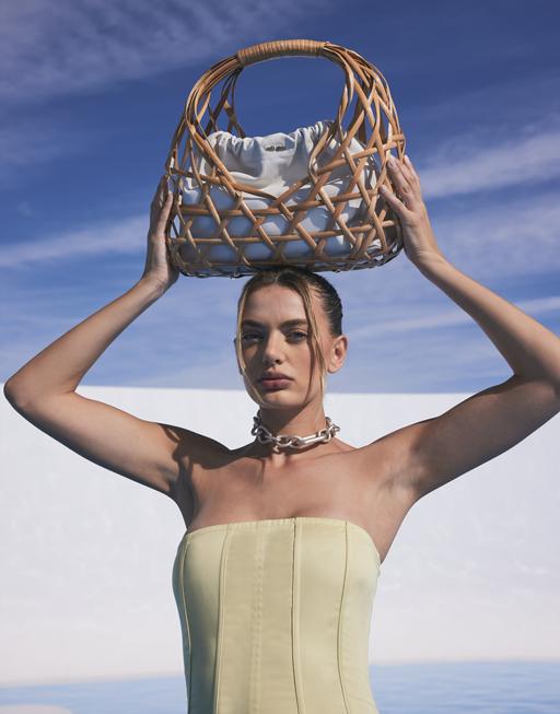 CULT GAIA-Natural Tan Aviva Top Handle Bag-NATURAL