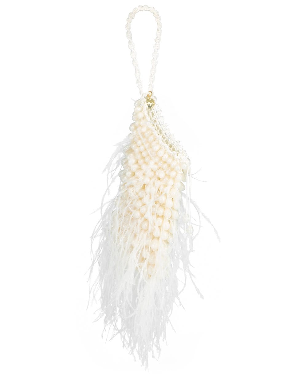 CULT GAIA-Dory Feathered Pouch-WHITE