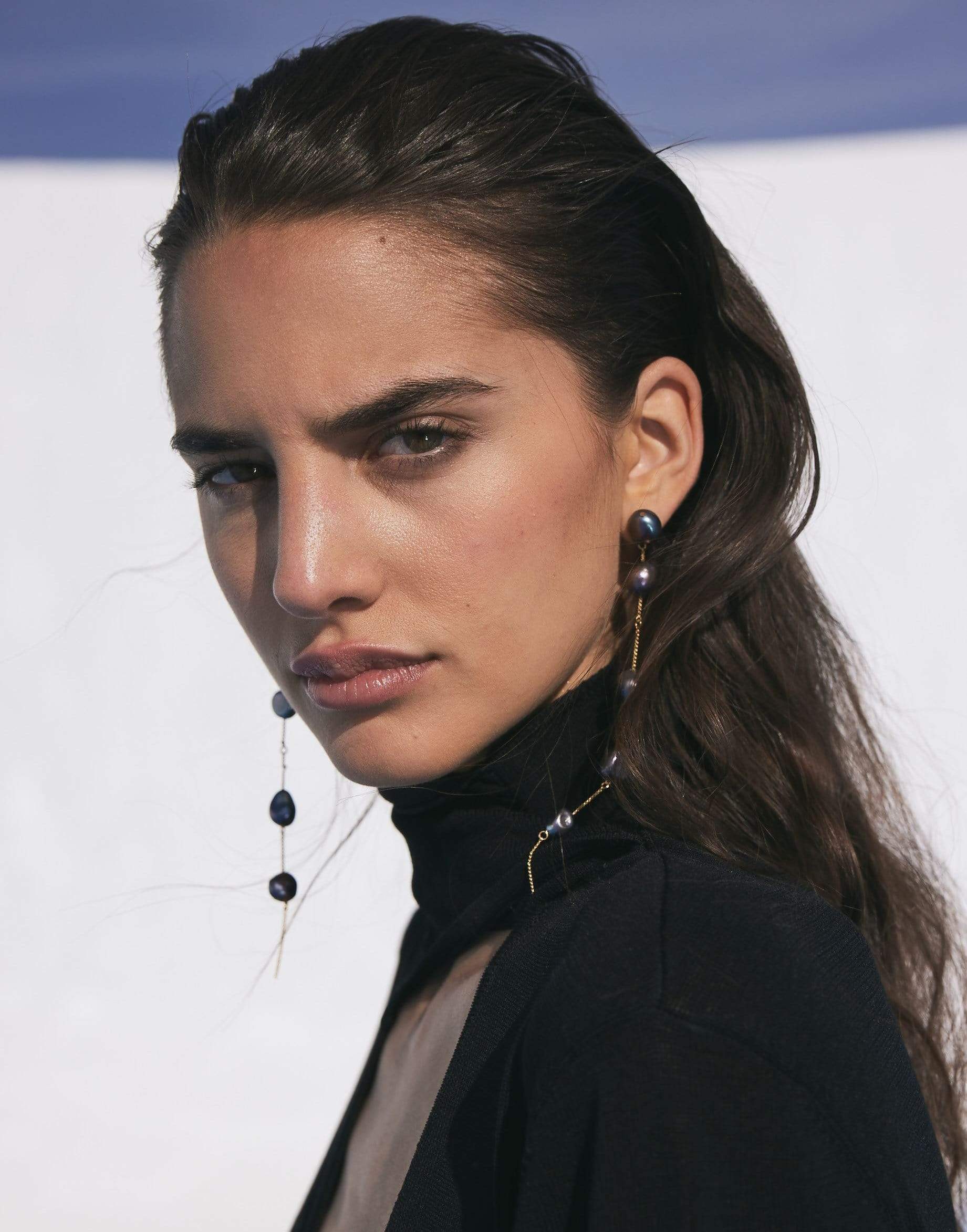 CULT GAIA-Black Pearl Atum Earrings-BLACK
