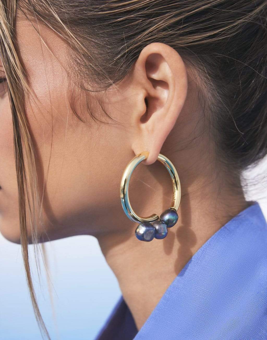 CULT GAIA-Black Pearl Leonie Earrings-BLACK