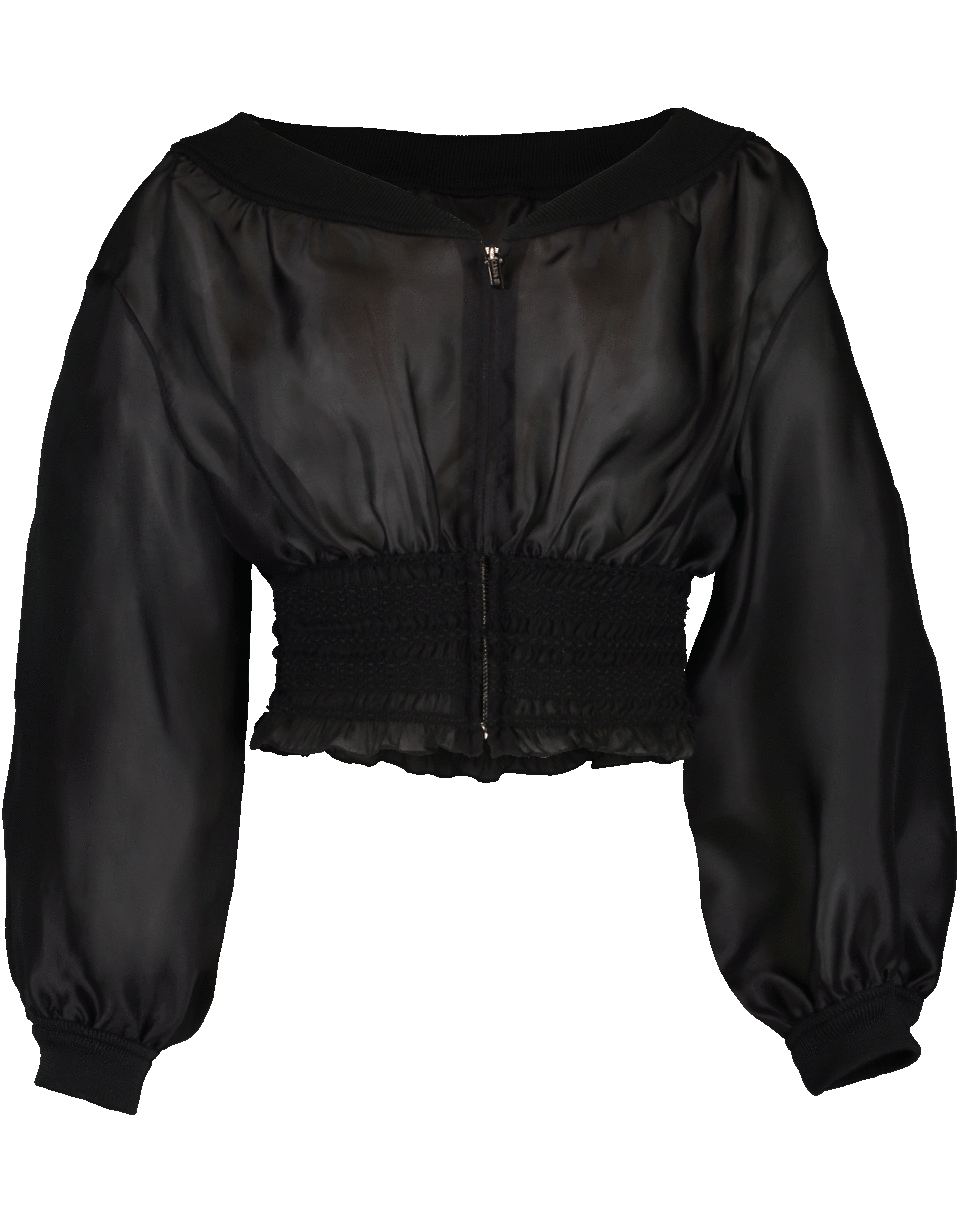 CUSHNIE-Off Shoulder Sheer Jacket-