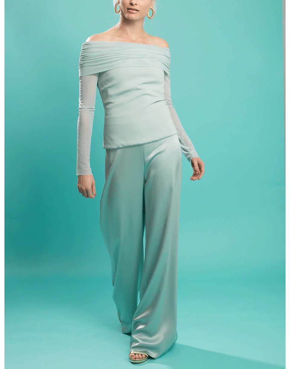 CUSHNIE-High Waist Pant and Off Shoulder Top Set-